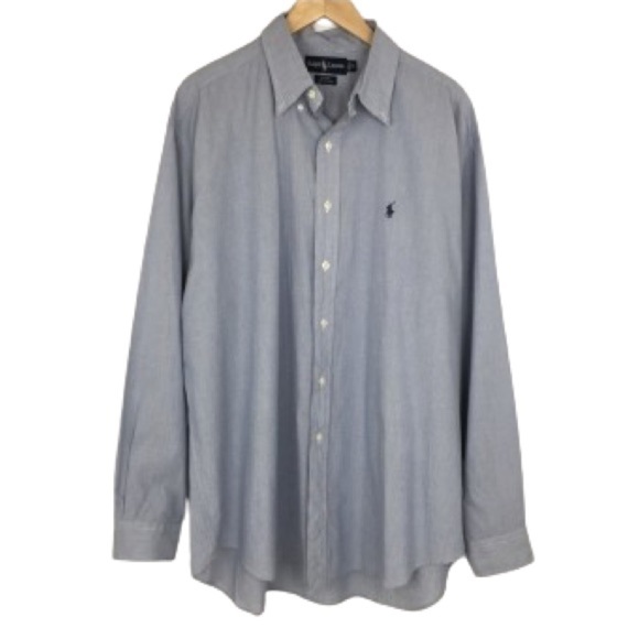 Ralph Lauren Men's Button Down Shirt Light Blue Micro Stripe Size XL Dress Shirt - Picture 1 of 11